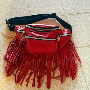 Red Western Fringe Fanny Pack Waist Bag